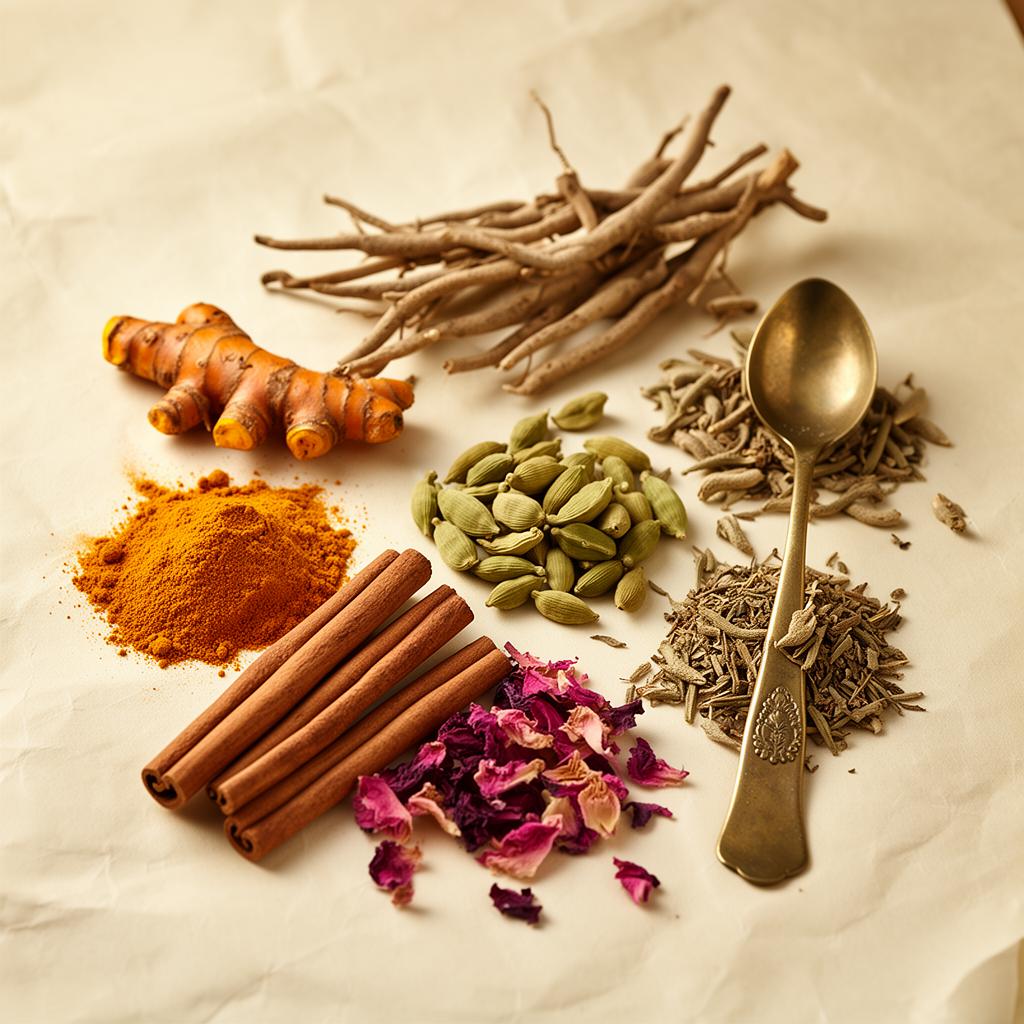 Traditional Ayurvedic herbs and oils